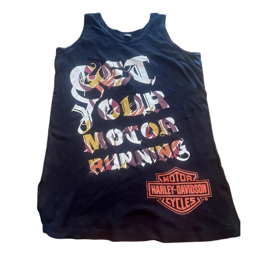 Harley Davidson Tank Top Women's Size XL Biker Get Your Motor Running Motorcycle